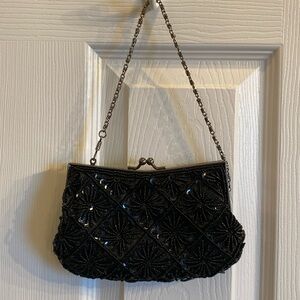 Beaded and sequin Black dressy evening bag